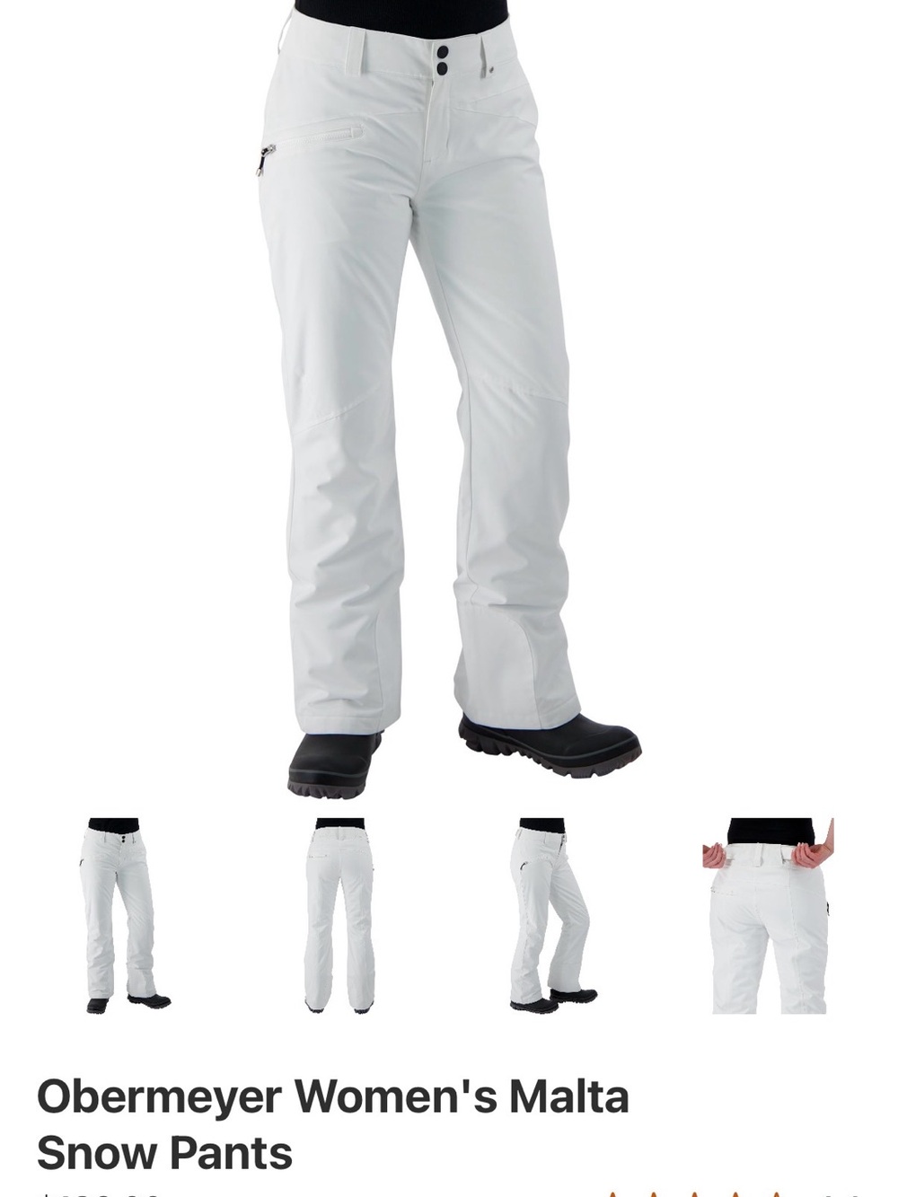 Women’s Obermeyer White Snow Pants size 0